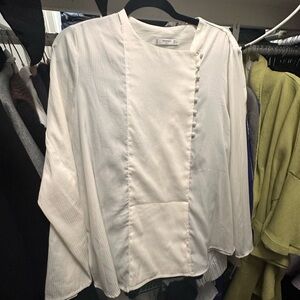 Mango Cream Textured Blouse